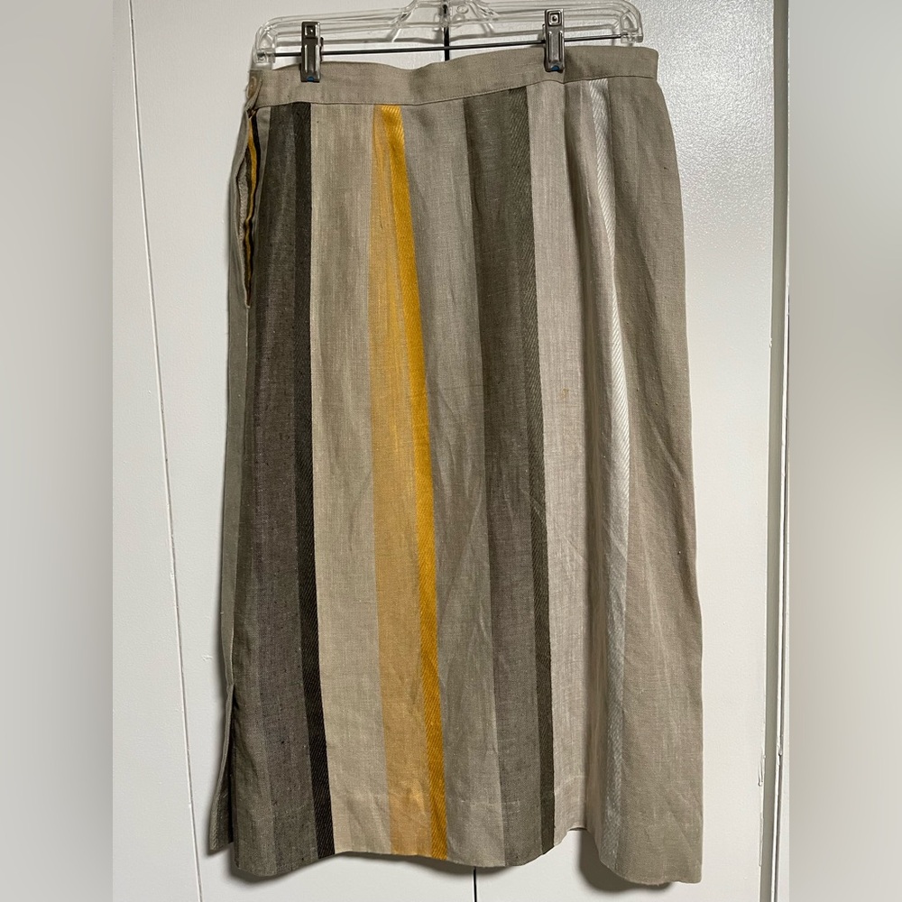 Vintage 80s Prophecy Multi-Stripe Linen Maxi Skirt